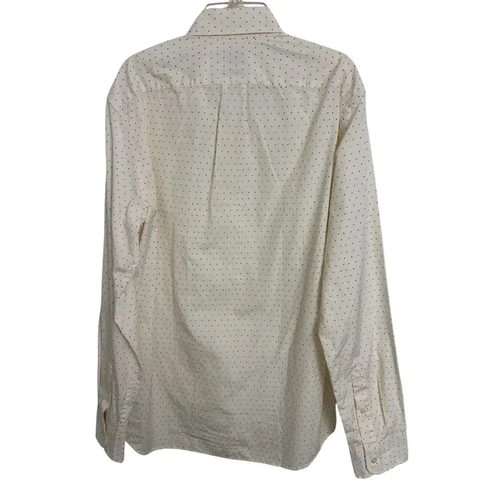 J Crew Secret Wash Shirting 100’s 2-Ply Yarn Slim Fit Button Down Ivory Medium